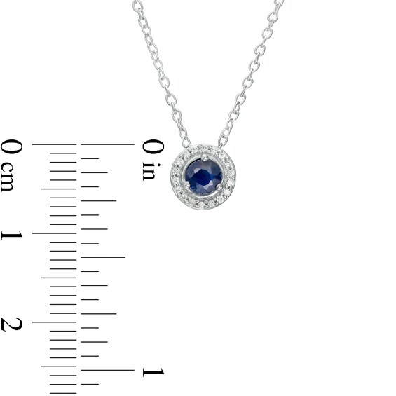 Blue Sapphire and Diamond Accent Frame Pendant in 10K White Gold