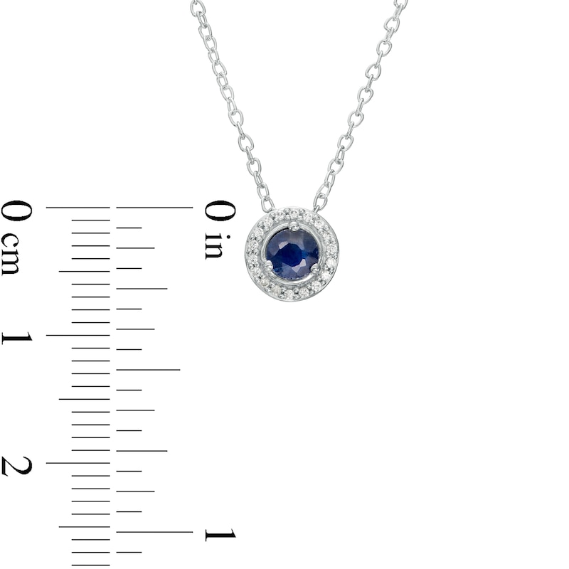 Main Image 4 of Blue Sapphire and Diamond Accent Frame Pendant in 10K White Gold