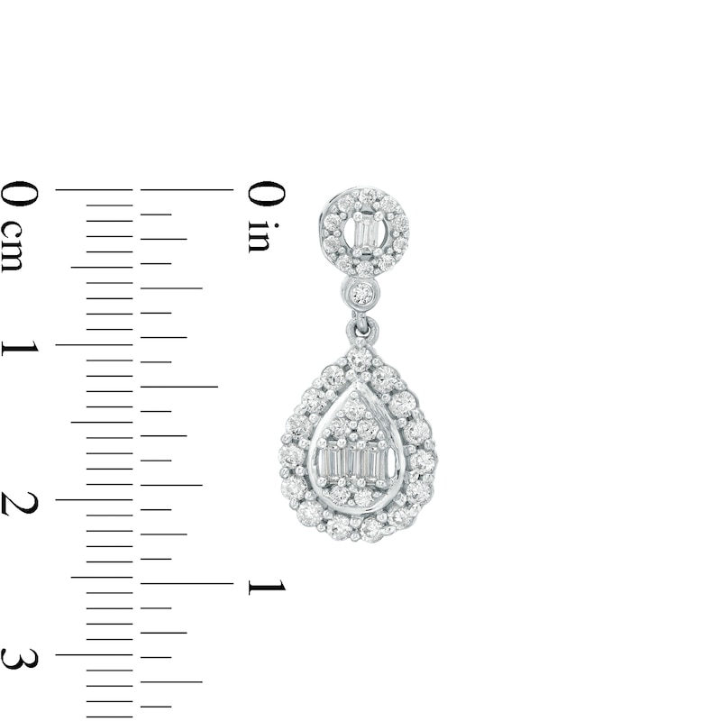 Marilyn Monroe™ Collection 1 CT. T.W. Pear-Shaped Multi-Diamond Frame Drop Earrings in 10K White Gold