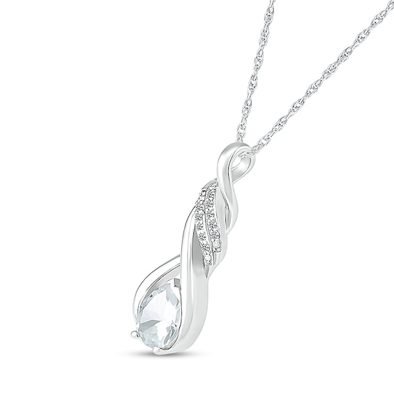 Pear-Shaped White Lab-Created Sapphire Cascading Infinity Ribbon Pendant in Sterling Silver