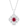 Thumbnail Image 1 of 5.0mm Lab-Created Ruby and White Sapphire Ornate Flower Pendant in Sterling Silver