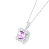 Thumbnail Image 2 of 7.0mm Amethyst and White Lab-Created Sapphire Cushion Frame with Hearts Pendant in Sterling Silver