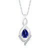 Thumbnail Image 1 of Pear-Shaped Blue and White Lab-Created Sapphire Shadow Infinity Pendant in Sterling Silver