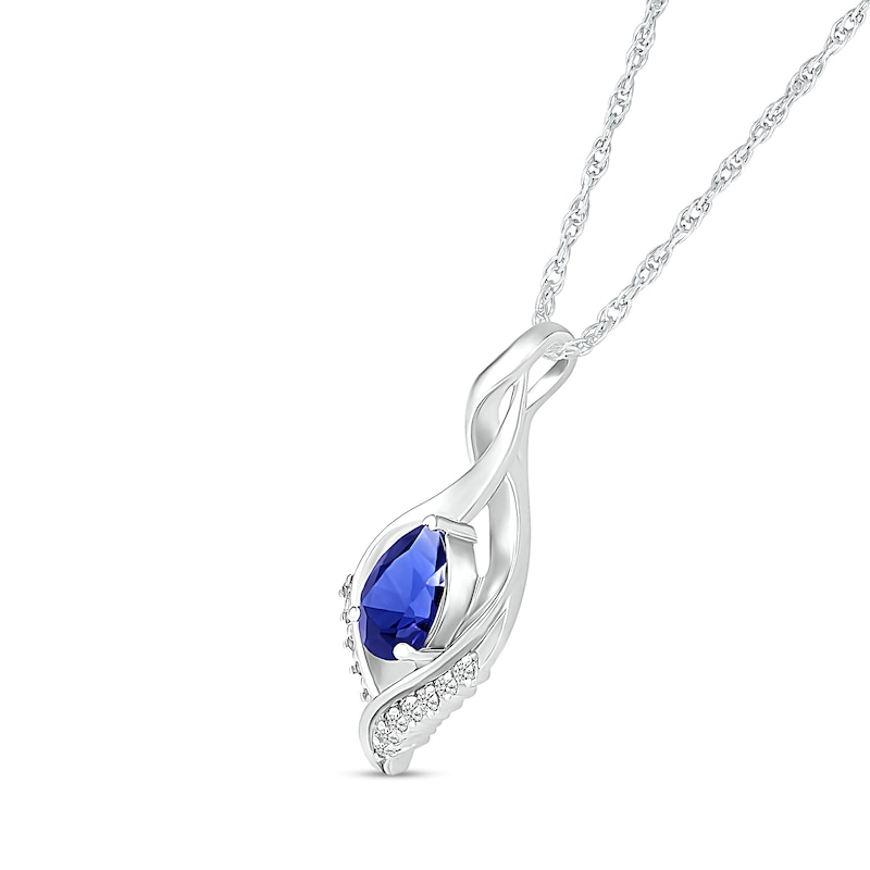 Main Image 2 of Pear-Shaped Blue and White Lab-Created Sapphire Shadow Infinity Pendant in Sterling Silver