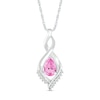 Thumbnail Image 1 of Pear-Shaped Pink and White Lab-Created Sapphire Shadow Infinity Pendant in Sterling Silver