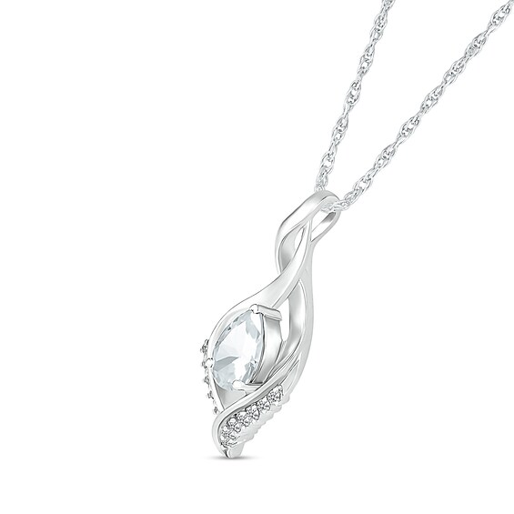 Pear-Shaped White Lab-Created Sapphire Shadow Infinity Pendant in Sterling Silver