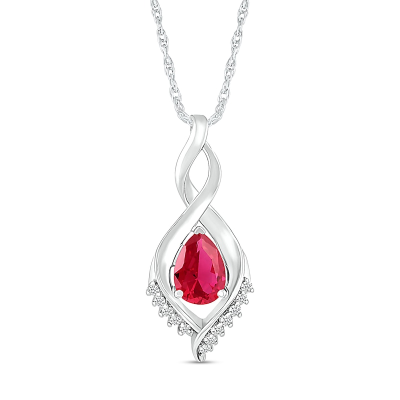 Pear-Shaped Lab-Created Ruby and White Sapphire Shadow Infinity Pendant ...