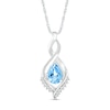 Thumbnail Image 1 of Pear-Shaped Blue Topaz and White Lab-Created Sapphire Shadow Infinity Pendant in Sterling Silver