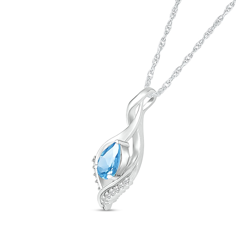 Main Image 2 of Pear-Shaped Blue Topaz and White Lab-Created Sapphire Shadow Infinity Pendant in Sterling Silver