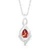 Thumbnail Image 1 of Pear-Shaped Garnet and White Lab-Created Sapphire Shadow Infinity Pendant in Sterling Silver