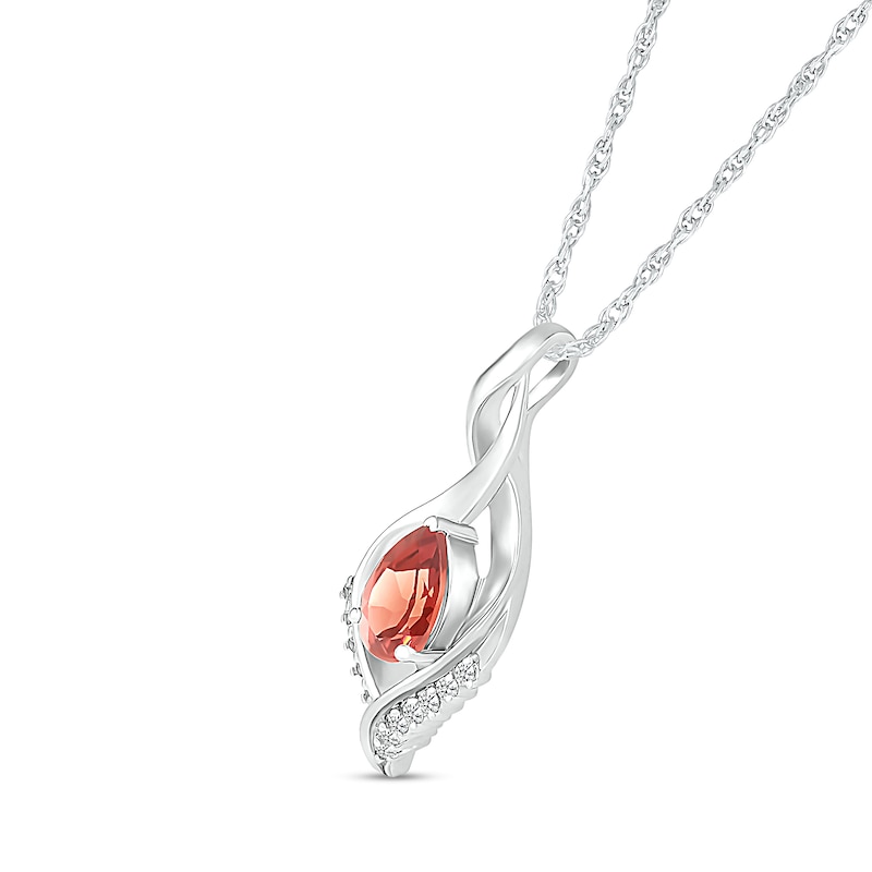 Main Image 2 of Pear-Shaped Garnet and White Lab-Created Sapphire Shadow Infinity Pendant in Sterling Silver