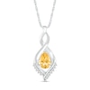Thumbnail Image 1 of Pear-Shaped Citrine and White Lab-Created Sapphire Shadow Infinity Pendant in Sterling Silver