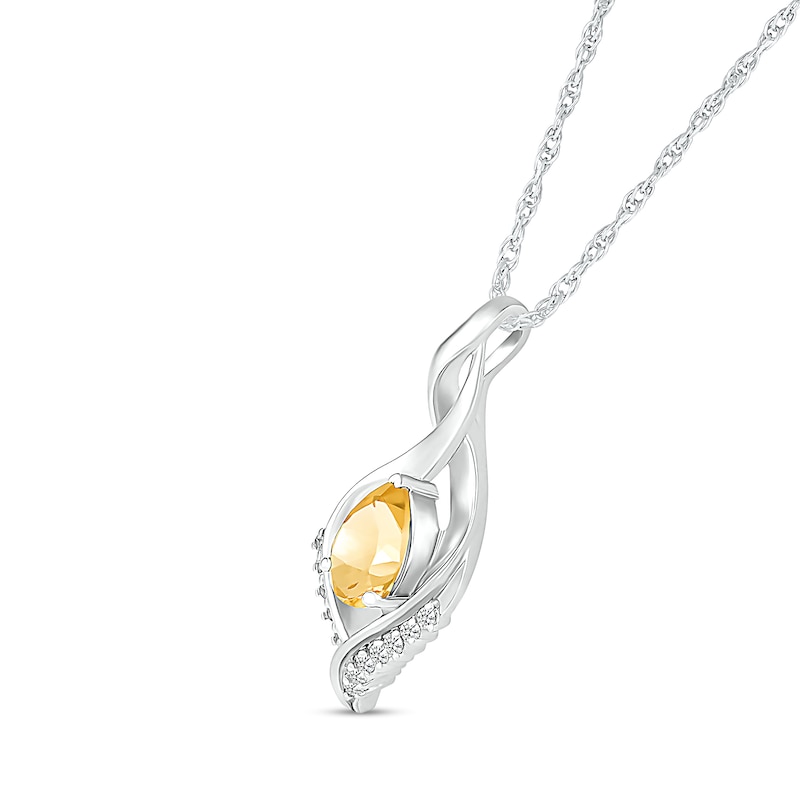 Main Image 2 of Pear-Shaped Citrine and White Lab-Created Sapphire Shadow Infinity Pendant in Sterling Silver