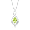 Thumbnail Image 1 of Pear-Shaped Peridot and White Lab-Created Sapphire Shadow Infinity Pendant in Sterling Silver