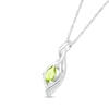 Thumbnail Image 2 of Pear-Shaped Peridot and White Lab-Created Sapphire Shadow Infinity Pendant in Sterling Silver