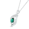 Thumbnail Image 2 of Pear-Shaped Lab-Created Emerald and White Sapphire Double Row Open Flame Pendant in Sterling Silver