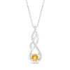 Thumbnail Image 1 of 5.0mm Citrine and White Lab-Created White Sapphire Infinity Braid Pendant in 10K White Gold