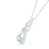 Thumbnail Image 1 of 5.0mm Aquamarine and White Lab-Created White Sapphire Infinity Braid Pendant in 10K White Gold