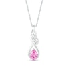 Thumbnail Image 1 of Pear-Shaped Pink and White Lab-Created Sapphire Cascading Infinity Ribbon Pendant in Sterling Silver
