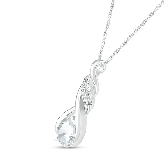 Pear-Shaped White Lab-Created Sapphire Cascading Infinity Ribbon Pendant in Sterling Silver