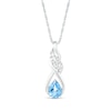 Thumbnail Image 1 of Pear-Shaped Blue Topaz and White Lab-Created Sapphire Cascading Infinity Ribbon Pendant in Sterling Silver