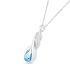 Thumbnail Image 2 of Pear-Shaped Blue Topaz and White Lab-Created Sapphire Cascading Infinity Ribbon Pendant in Sterling Silver