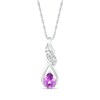 Thumbnail Image 1 of Pear-Shaped Amethyst and White Lab-Created Sapphire Cascading Infinity Ribbon Pendant in Sterling Silver