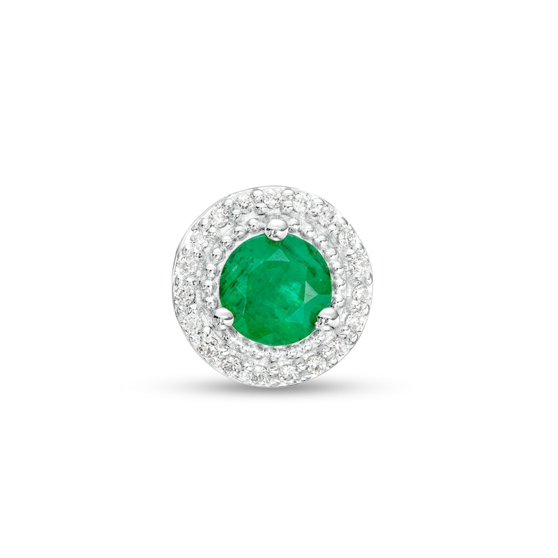 Main Image 1 of Emerald and Diamond Accent Frame Charm in 10K White Gold