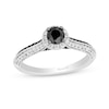 Thumbnail Image 1 of Enchanted Disney Villains Cruella 1 CT. T.W. Black and White Diamond and Garnet Engagement Ring in 14K White Gold