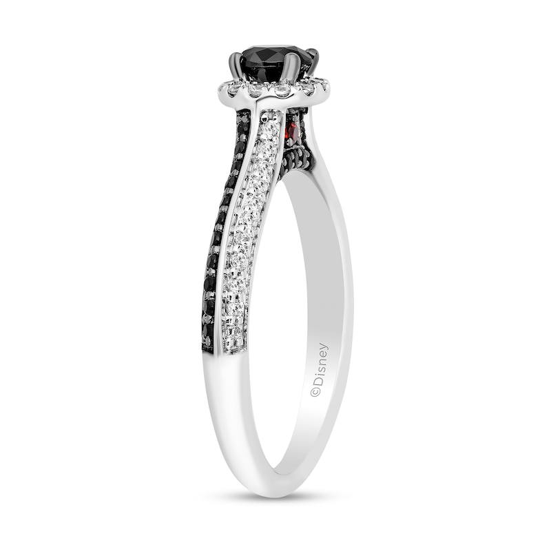 Main Image 2 of Enchanted Disney Villains Cruella 1 CT. T.W. Black and White Diamond and Garnet Engagement Ring in 14K White Gold