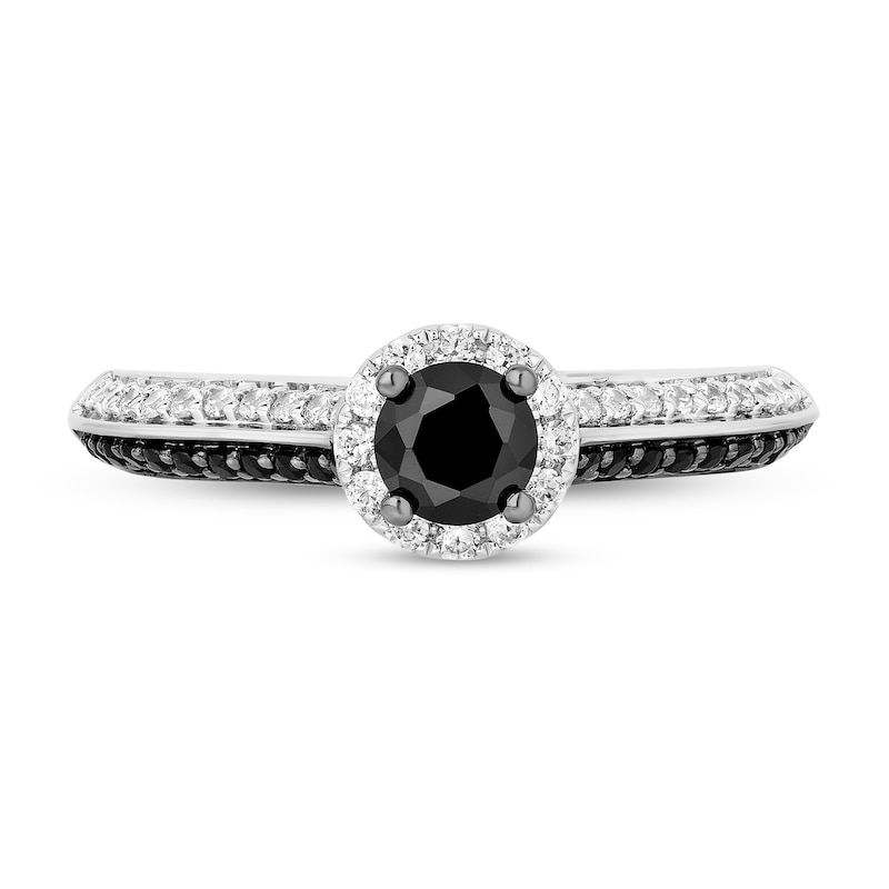 Main Image 4 of Enchanted Disney Villains Cruella 1 CT. T.W. Black and White Diamond and Garnet Engagement Ring in 14K White Gold
