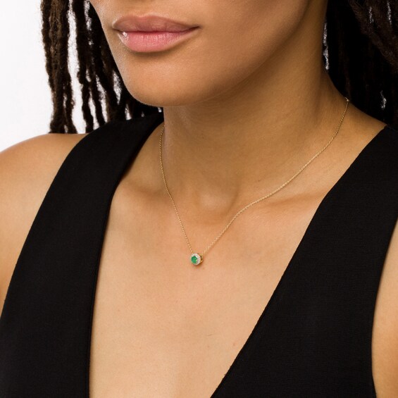 Emerald and Diamond Accent Frame Charm in 10K Gold