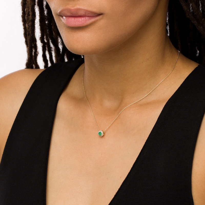 Main Image 2 of Emerald and Diamond Accent Frame Charm in 10K Gold