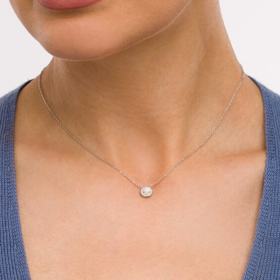 Opal and Diamond Accent Frame Charm in 10K White Gold