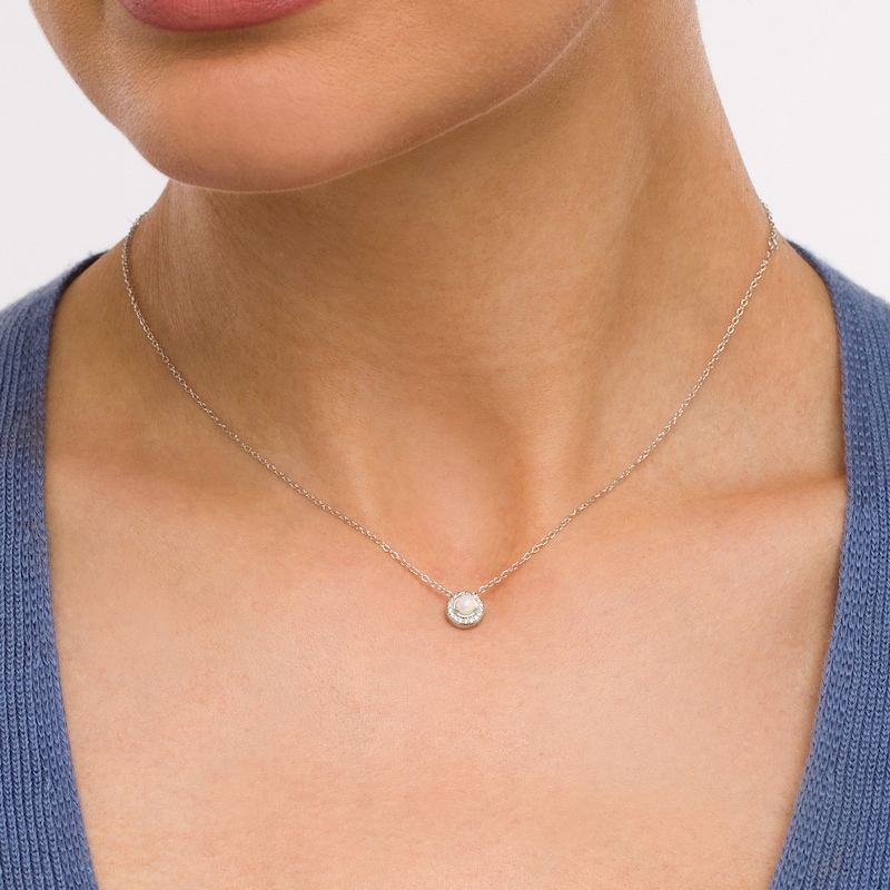 Main Image 2 of Opal and Diamond Accent Frame Charm in 10K White Gold