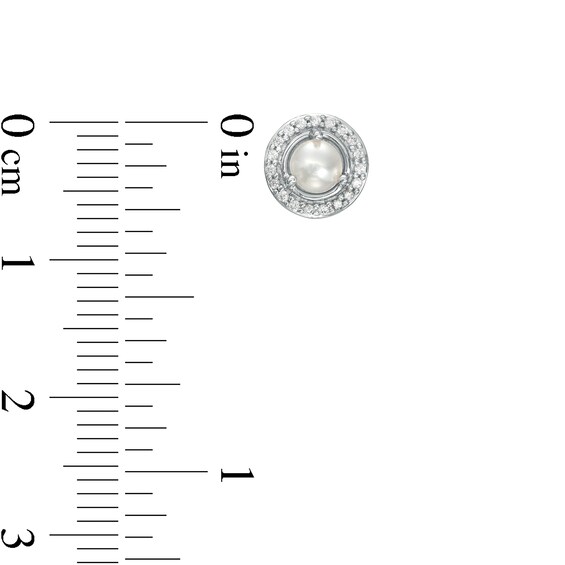 4.0mm Button Freshwater Cultured Pearl and Diamond Accent Frame Charm in 10K White Gold