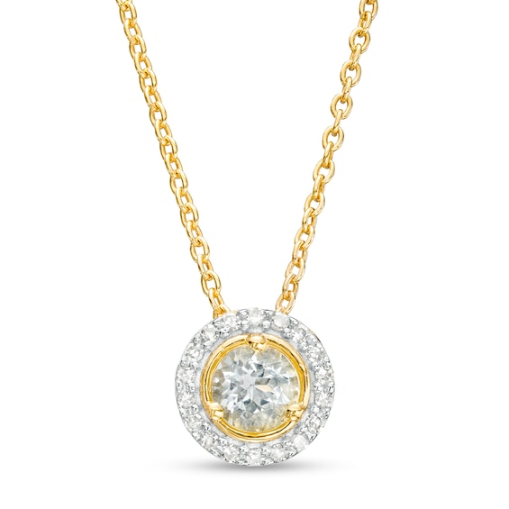 Aquamarine and Diamond Accent Frame Pendant in 10K Gold