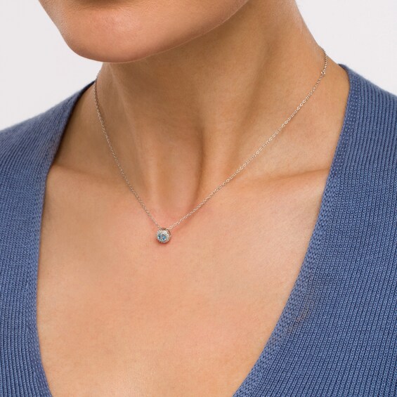 Swiss Blue Topaz and Diamond Accent Frame Charm in 10K White Gold