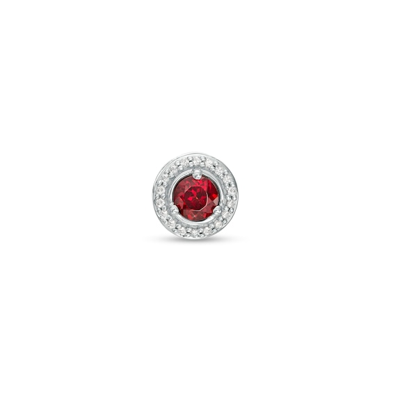 Garnet and Diamond Accent Frame Charm in 10K White Gold