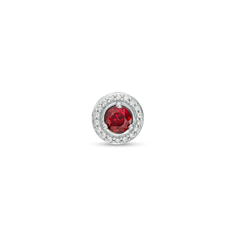 Main Image 1 of Garnet and Diamond Accent Frame Charm in 10K White Gold