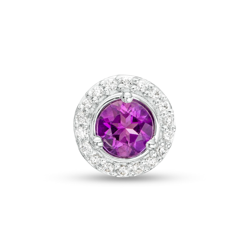 Main Image 1 of Amethyst and Diamond Accent Frame Charm in 10K White Gold