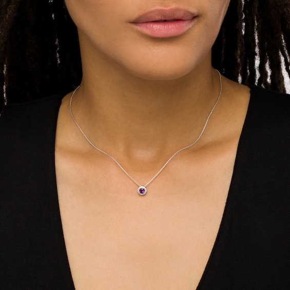 Amethyst and Diamond Accent Frame Charm in 10K White Gold