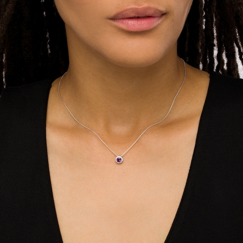 Main Image 2 of Amethyst and Diamond Accent Frame Charm in 10K White Gold