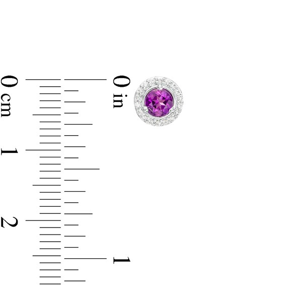 Amethyst and Diamond Accent Frame Charm in 10K White Gold