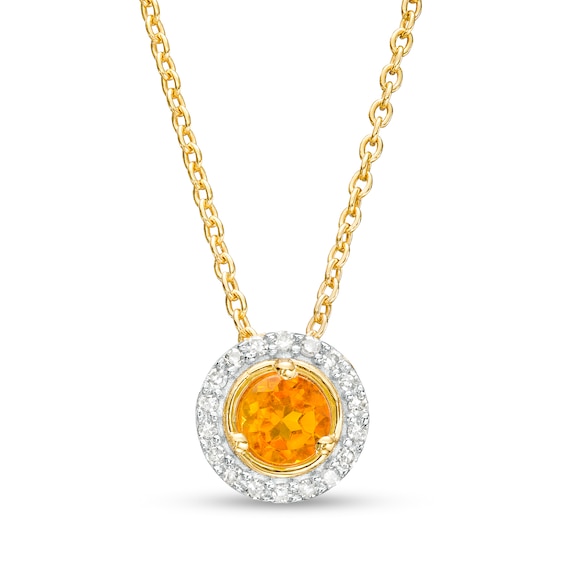 Citrine and Diamond Accent Frame Pendant in 10K Gold