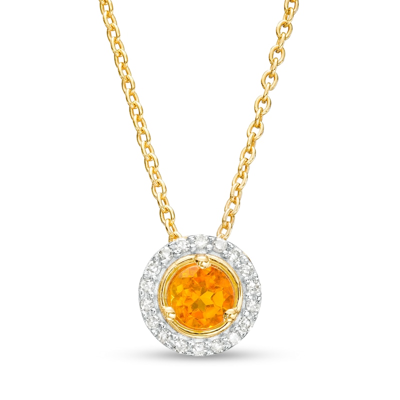 Main Image 1 of Citrine and Diamond Accent Frame Pendant in 10K Gold