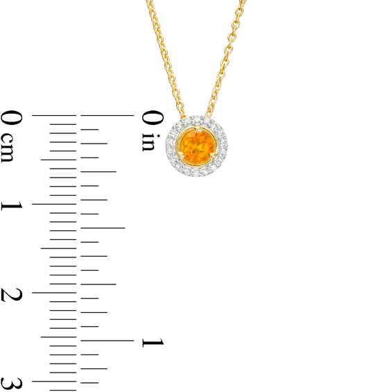 Citrine and Diamond Accent Frame Pendant in 10K Gold