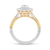 Thumbnail Image 3 of Enchanted Disney Belle 1-1/4 CT. T.W. Diamond Scallop Frame Double Row Engagement Ring in 14K Two-Tone Gold