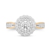 Thumbnail Image 4 of Enchanted Disney Belle 1-1/4 CT. T.W. Diamond Scallop Frame Double Row Engagement Ring in 14K Two-Tone Gold