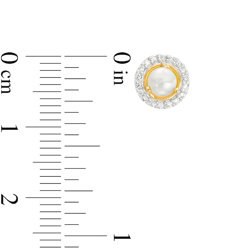4.0mm Button Cultured Freshwater Pearl and Diamond Accent Frame Charm in 10K Gold